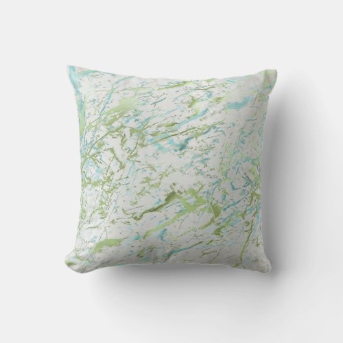 Abstract Mint Green Blue Silver Gray Marble Luxury Throw Pillow