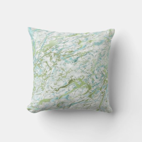 Abstract Mint Green Blue White Marble Luxury Throw Pillow