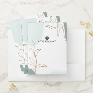 Abstract Mint & Moss Green Personalized Folder