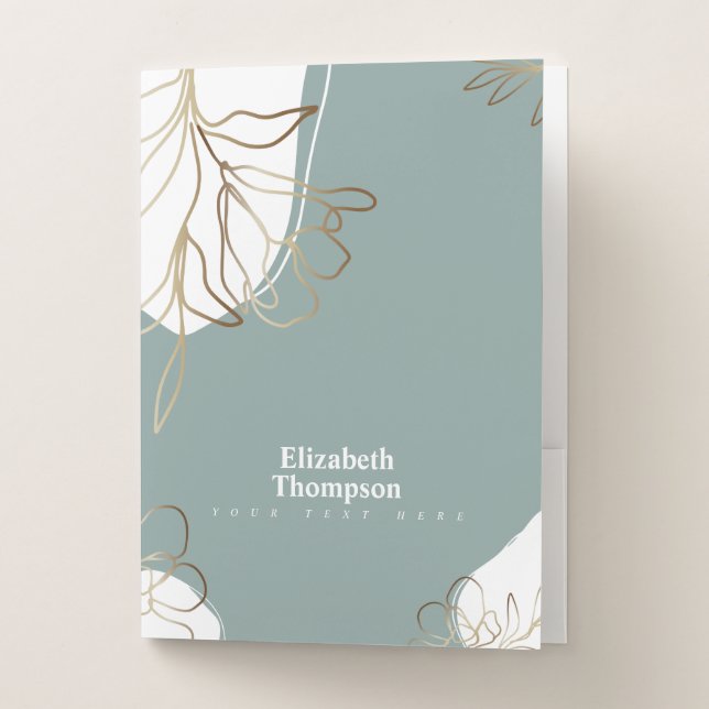 Abstract Mint & Moss Green Pocket Folder (Front)