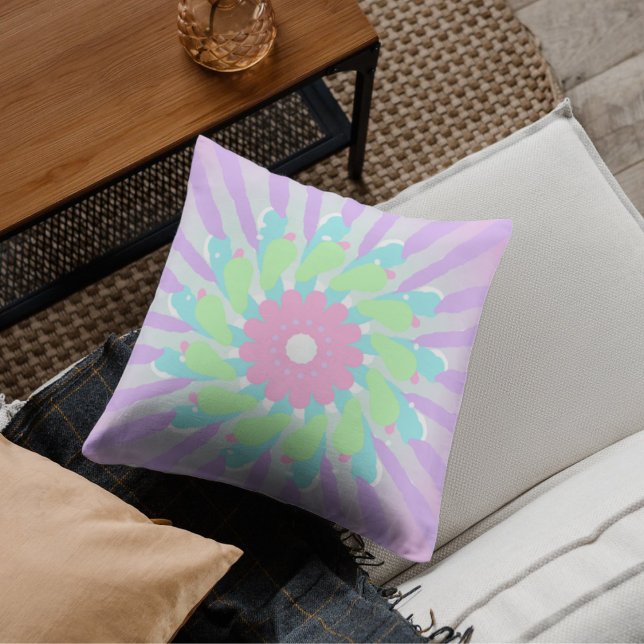 abstract mint pink psychedelic geometric petal throw pillow (Creator Uploaded)