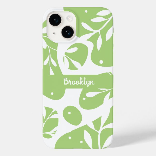 Abstract Minty Green Botanical Personalized Case-Mate iPhone Case (Back)