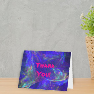 Abstract Mix of Bright Colours Pink Blue Green  Thank You Card