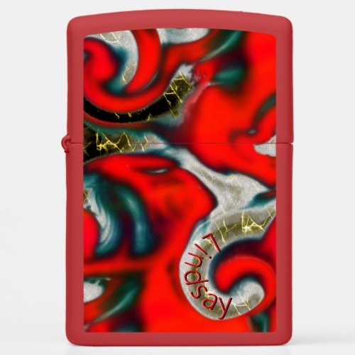 Abstract mix of red gradient stain over sandy gray zippo lighter