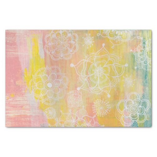 Abstract Mixed Media Artist Art Paint Tissue Paper