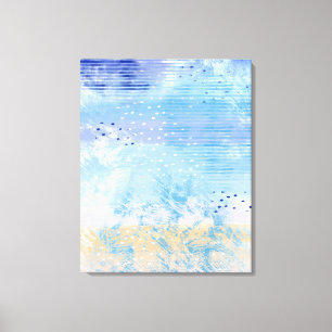 Abstract Mixed Media Blue Turquoise Yellow Canvas Print