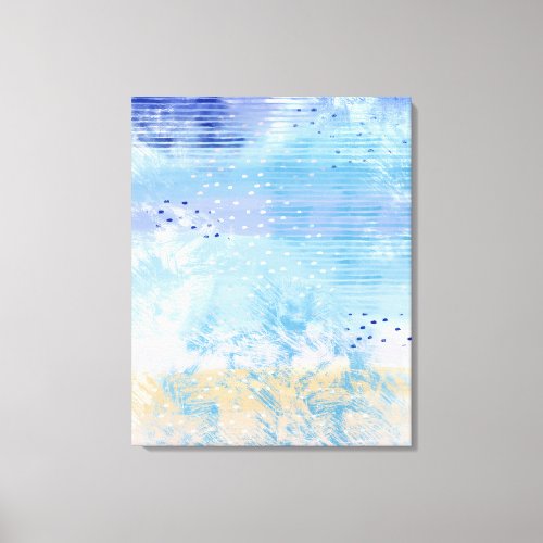 Abstract Mixed Media Blue Turquoise Yellow Canvas Print