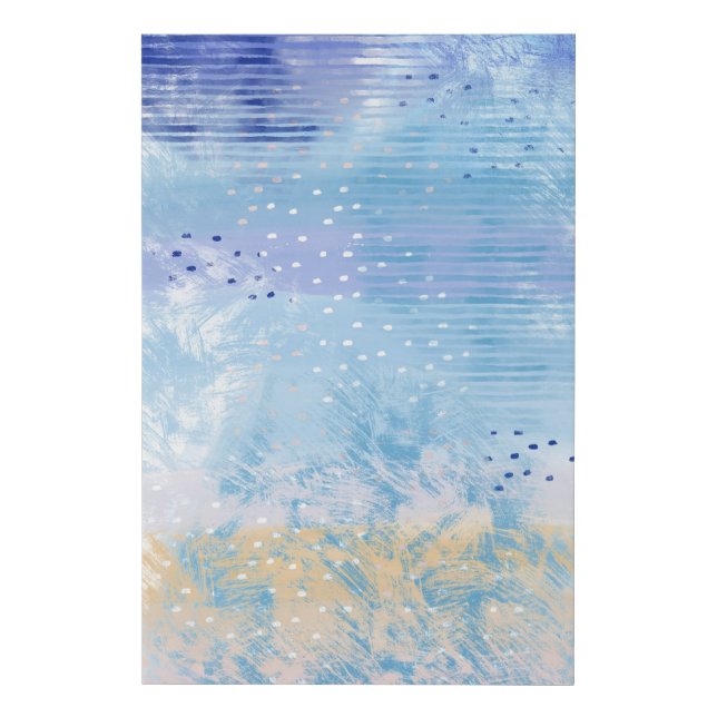 Abstract Mixed Media Blue Turquoise Yellow Faux Canvas Print (Front)