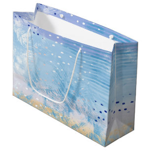 Abstract Mixed Media Blue Turquoise Yellow Large Gift Bag