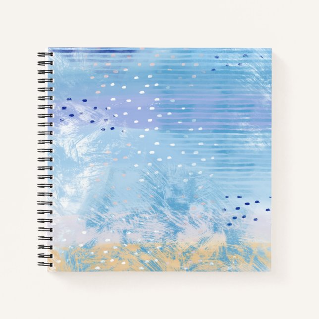 Abstract Mixed Media Blue Turquoise Yellow Notebook (Front)