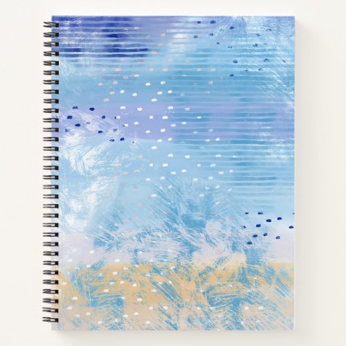 Abstract Mixed Media Blue Turquoise Yellow Notebook