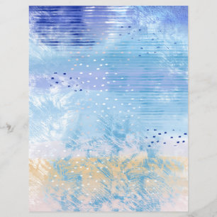 Abstract Mixed Media Blue Yellow Scrapbook Paper