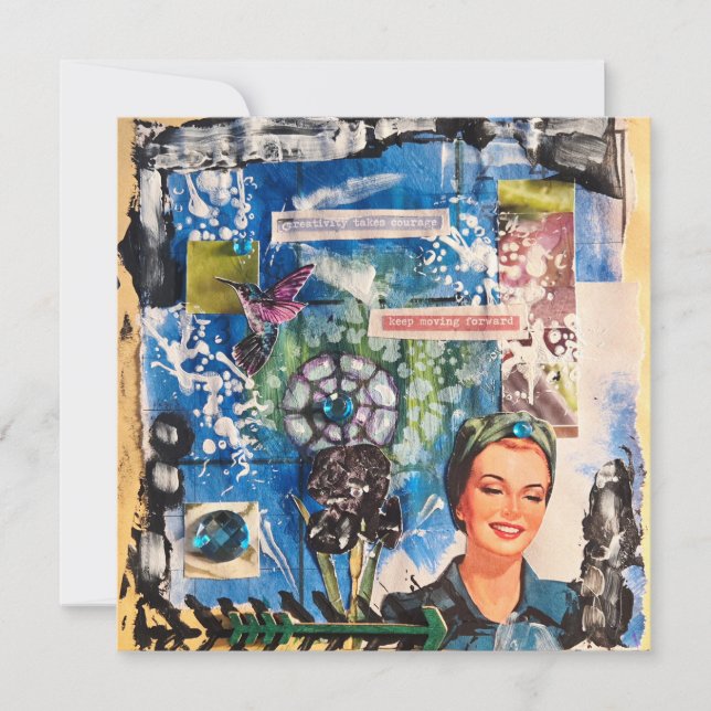 Abstract Mixed Media Collage Note Card (Front)