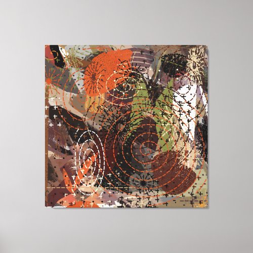 Abstract Mixed Media Earthy Autumnal Colors Canvas Print