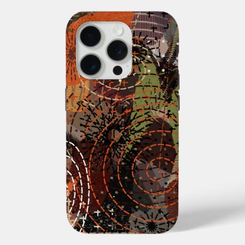 Abstract Mixed Media Earthy Autumnal Colors iPhone 15 Pro Case