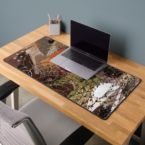 Abstract Mixed Media Earthy Autumnal Colors Desk Mat