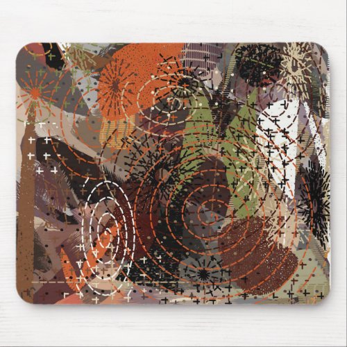 Abstract Mixed Media Earthy Autumnal Colors Mouse Pad