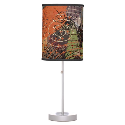 Abstract Mixed Media Earthy Autumnal Colors Table Lamp