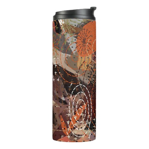 Abstract Mixed Media Earthy Autumnal Colors Thermal Tumbler
