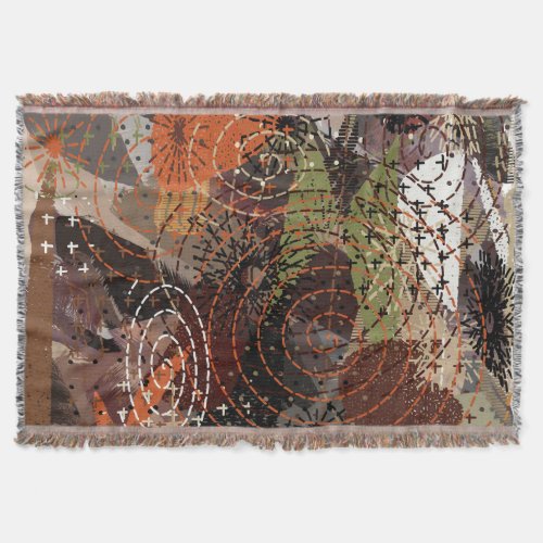 Abstract Mixed Media Earthy Autumnal Colors Throw Blanket