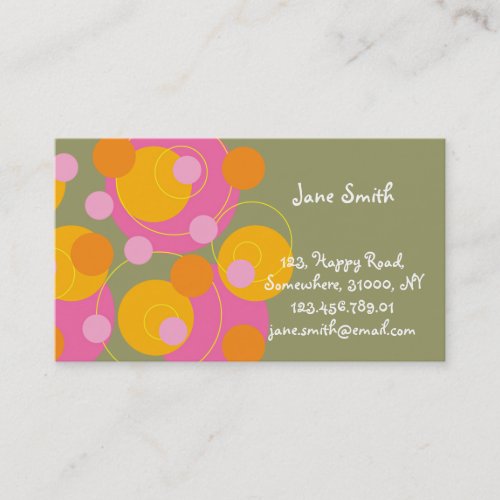 Abstract Mod Art Retro Fun Pink Dots Profile Card Business Card Templates