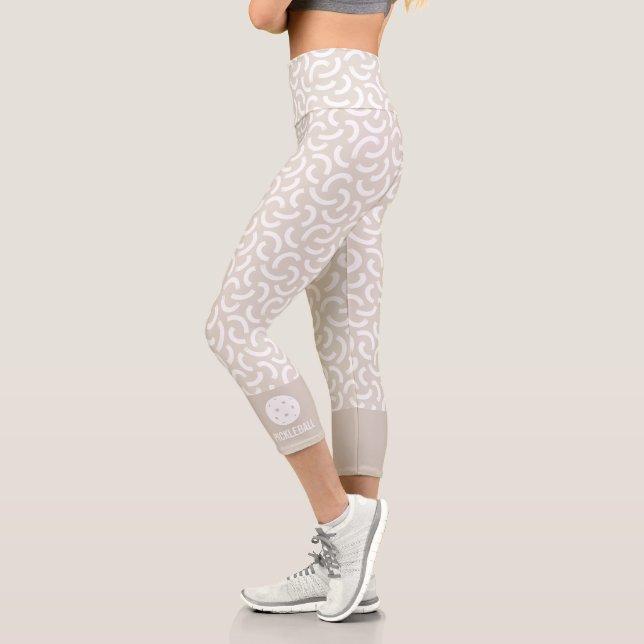 Abstract Mod Curls Custom Pickleball Capri Leggings (Left)
