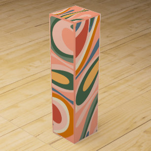 Abstract Mod Thang Multicolor Retro Modern Swirl Wine Box