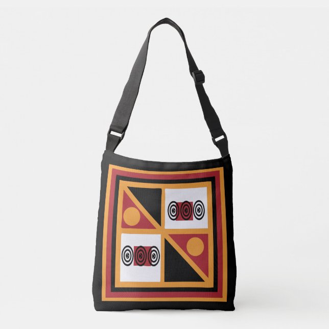 Abstract Modern African Geometric art Crossbody Bag (Front)