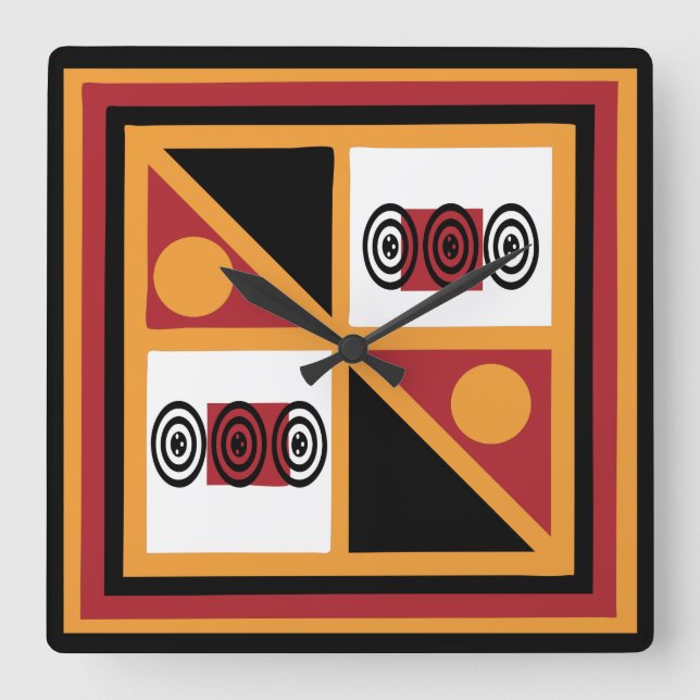 Abstract Modern African Geometric art Square Wall Clock (Front)
