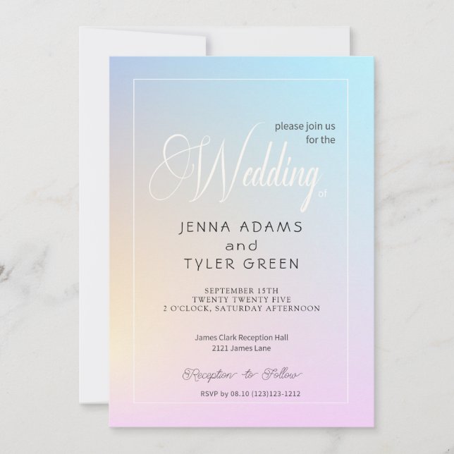 Abstract Modern and Colorful Pastel Gradient  Invitation (Front)