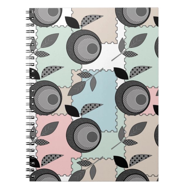 Abstract modern apple fruit patchwork geometrical notebook (Front)