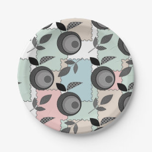 Abstract modern apple fruit patchwork geometrical paper plates