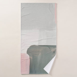 Abstract modern art background. Painting pink, gra Bath Towel