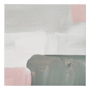 Abstract modern art background. Painting pink, gra Faux Canvas Print