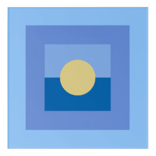 Abstract Modern Art Blue Squares Yellow Circle