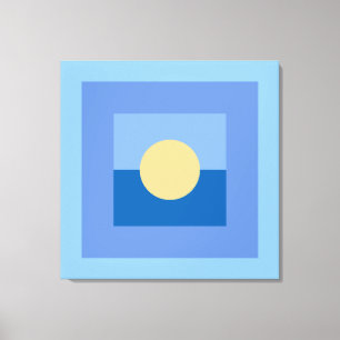 Abstract Modern Art Blue Squares Yellow Circle Canvas Print