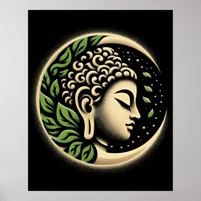 Abstract Modern Art | Calm Buddha Profile Portrait Poster (Front)