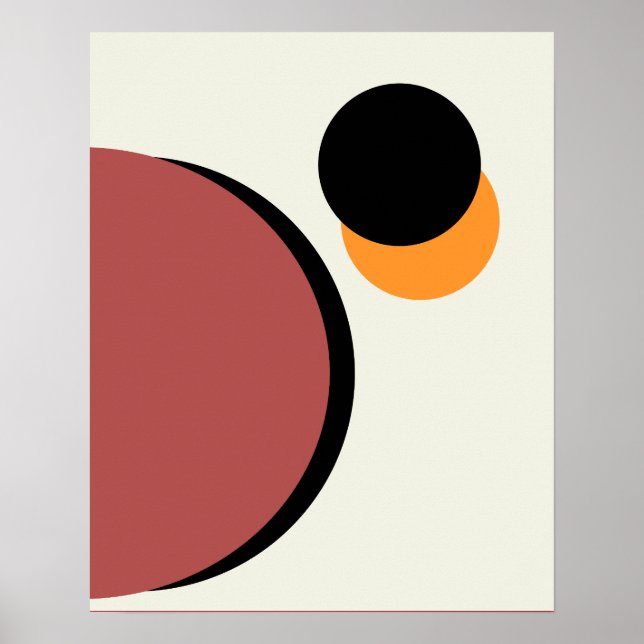 Abstract Modern Art Circles Orange Brown Black Poster (Front)