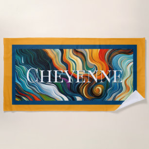 Abstract Modern Art Color Swirls Jewel Tone Beach Towel