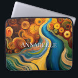 Abstract Modern Art Color Swirls Laptop Sleeve<br><div class="desc">This modern abstract art laptop sleeve design is eye-catching and makes a true statement with its rich,  jewel colors and textures. Vivid and stunning. Add a name to personalize it. Created by Simply Farmhouse Press.</div>