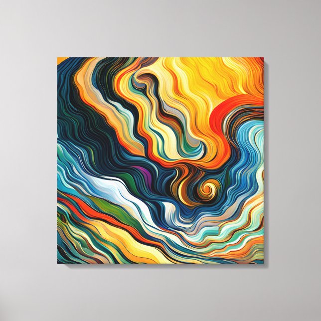 Abstract Modern Art Color Waves Canvas Print (Front)