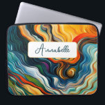 Abstract Modern Art Color Waves Laptop Sleeve<br><div class="desc">This modern abstract laptop sleeve design is eye-catching and makes a true statement with its rich,  jewel colors and textures. Vivid and stunning. Add a name to personalize it. Created by Simply Farmhouse Press.</div>