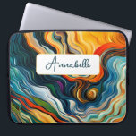 Abstract Modern Art Color Waves Laptop Sleeve<br><div class="desc">This modern abstract laptop sleeve design is eye-catching and makes a true statement with its rich,  jewel colors and textures. Vivid and stunning. Add a name to personalize it. Created by Simply Farmhouse Press.</div>