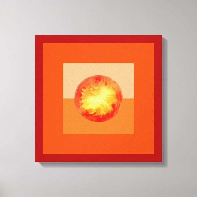 Abstract Modern Art Geometric Fiery Sun Canvas Print (Front)