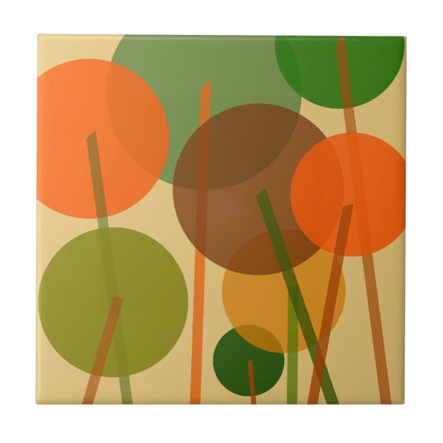 Abstract Modern Art Geometric Floral Pattern  Ceramic Tile (Front)