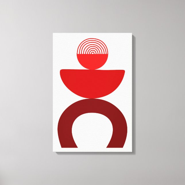 Abstract Modern Art Geometrical Shapes Red Canvas Print (Front)