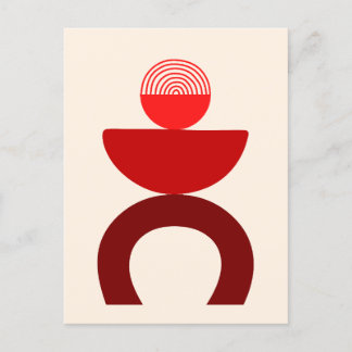 Abstract Modern Art Geometrical Shapes Red Postcard