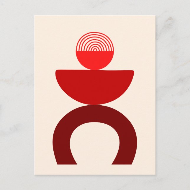 Abstract Modern Art Geometrical Shapes Red Postcard (Front)