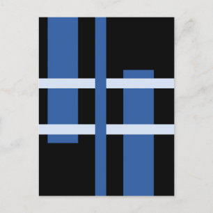 Abstract Modern Art Lines Blue Black Postcard
