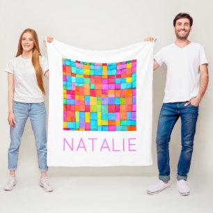 Abstract Modern Art NAME Colorful Fun Fleece Blanket
